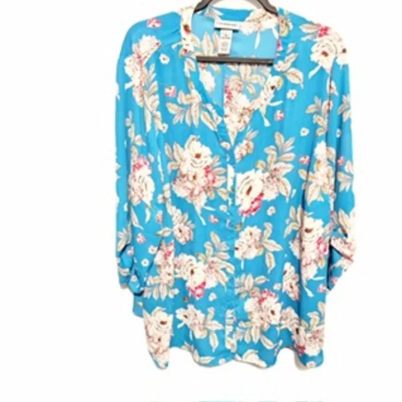 Catherines flowy floral button down blouse - Picture 1 of 4